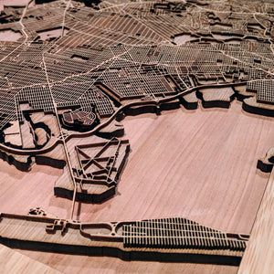 New York City, NY - 15x30in Laser Cut Wooden Map