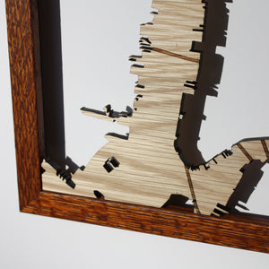 Manhattan, NY - 15x15in Upcycled Laser Cut Wooden Map