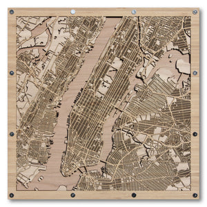 Manhattan, NY - 15x15in Laser Cut Wooden Map