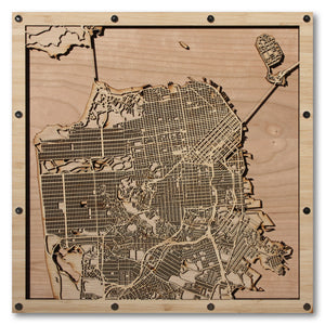 San Francisco, CA - 15x15in Laser Cut Wooden Map