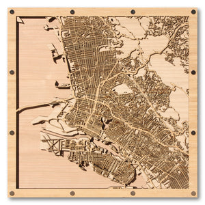 Berkeley and Oakland, CA - 15x15in Laser Cut Wooden Map