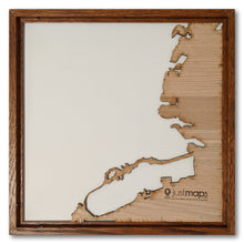 Load image into Gallery viewer, Berkeley and Oakland, CA - 15x15in Upcycled Laser Cut Wooden Map
