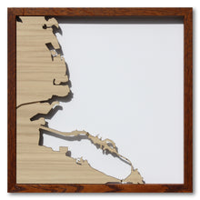Load image into Gallery viewer, Berkeley and Oakland, CA - 15x15in Upcycled Laser Cut Wooden Map
