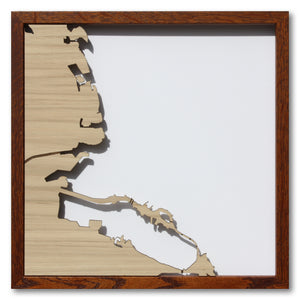 Berkeley and Oakland, CA - 15x15in Upcycled Laser Cut Wooden Map