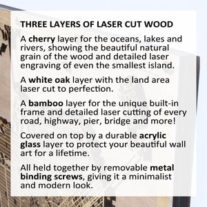 San Francisco Peninsula, CA - 15x30in Laser Cut Wooden Map