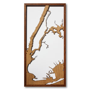 New York City, NY - 15x30in Upcycled Laser Cut Wooden Map