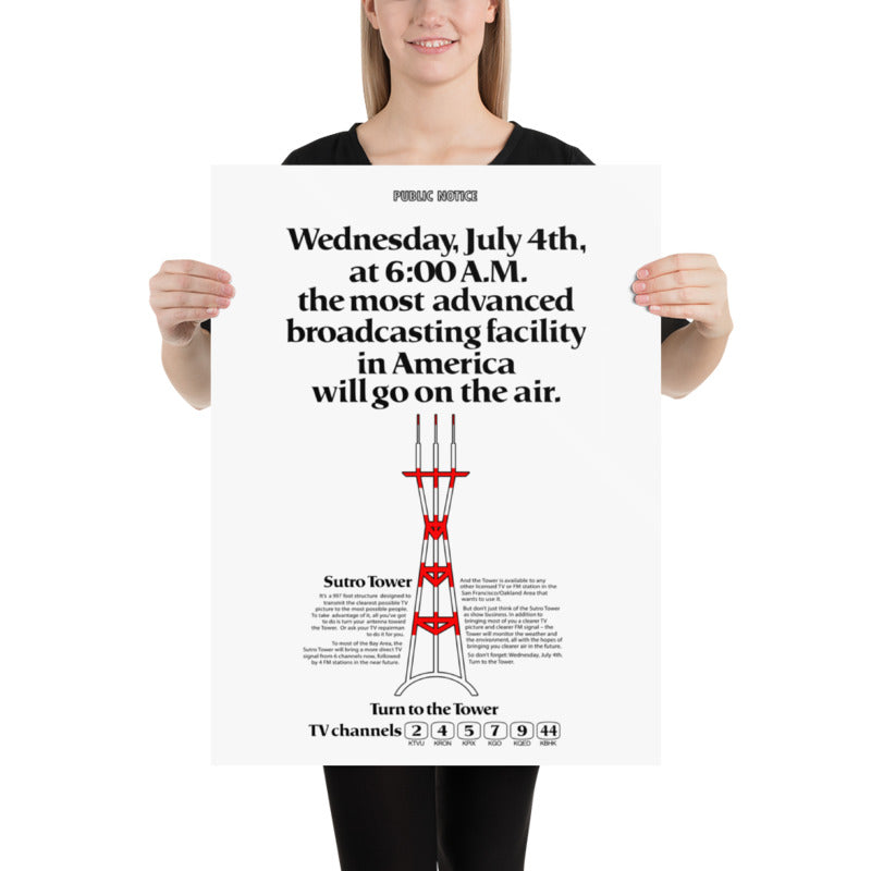 Sutro Tower 1973 Newspaper Ad Replica Poster